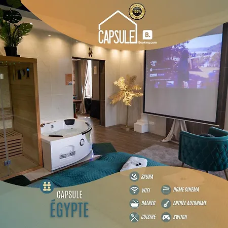Capsule Egypte - Jacuzzi - Sauna - Billard - Netflix & Home Cinema - Nintendo Switch & Jeu - Crespin  Exterior photo